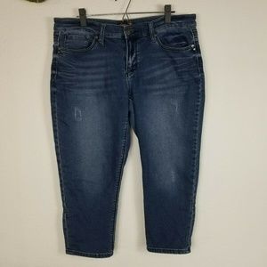 Seven 7 Womens Capri Jeans Medium Wash Stretch 12